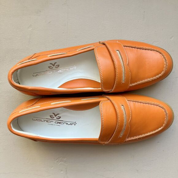 Walter Genuin Orange Leather Penny Loafer Golf Shoes Women EU 36.5 US 6 - 6.5 - Picture 8 of 16
